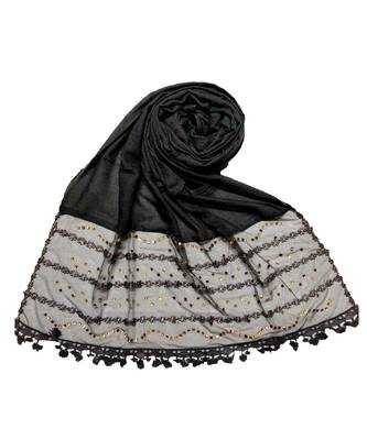 Multicolor  Premium Cotton Designer 4 Liner Diamond Studed Stole 2