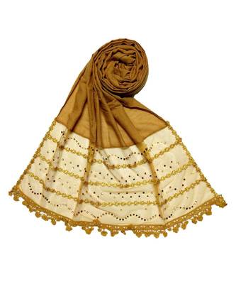 Multicolor  Premium Cotton Designer 4 Liner Diamond Studed Stole 3