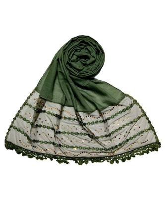 Multicolor  Premium Cotton Designer 4 Liner Diamond Studed Stole 4