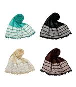 Multicolor  Premium Cotton Designer 4 Liner Diamond Studed Stole