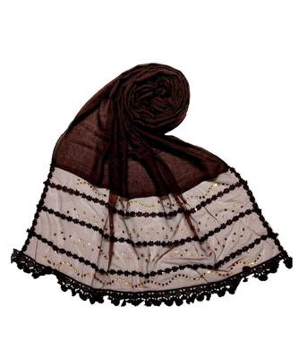 Multicolor  Premium Cotton Designer 4 Liner Diamond Studed Stole 3