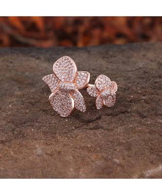 Rose Gold Stylish Smart Look Beautiful Designer Cubic Zirconia Ring 1