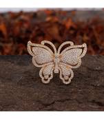 Golden Butterfly Design Beautiful Designer Cubic Zirconia Ring