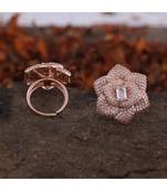 Rose Gold Flower Design Smart Look Beautiful Designer Cubic Zirconia Ring