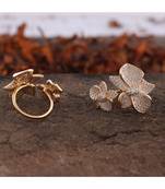 Golden Flower Design Smart Look Beautiful Designer Cubic Zirconia Ring
