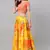 Yellow Colored Floral Print Embroidered Organza Wedding Designer Lehenga Choli Set