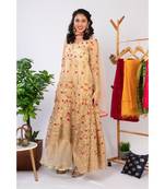 Cream embroidered net salwar