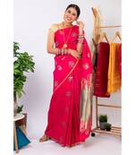 Pink Woven Art Silk Saree With Blouse