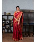 Red Woven Art Silk Saree With Blouse
