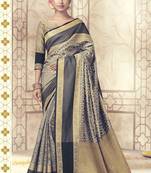 Grey woven silk saree with blouse