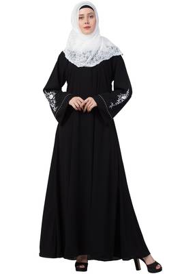 A-Line Abaya With Embroidery (Black) 1
