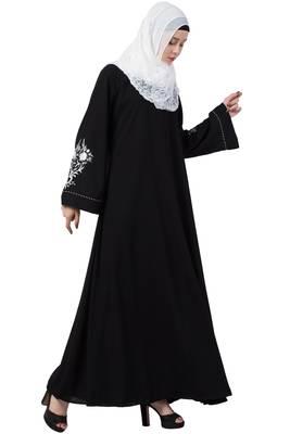 A-Line Abaya With Embroidery (Black) 2