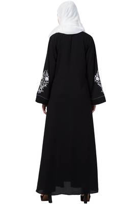 A-Line Abaya With Embroidery (Black) 3