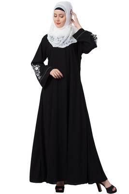 A-Line Abaya With Embroidery (Black) 4