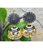 Bold Two Tone Silver Gold Jhumka Earrings