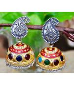 Bold Two Tone Silver Gold Jhumka Earrings