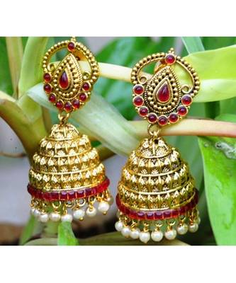 Ruby Studed Jhumka Earrings 1
