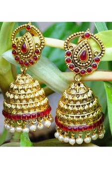 Ruby Studed Jhumka Earrings