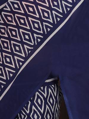Blue-Orange printed Saree 4