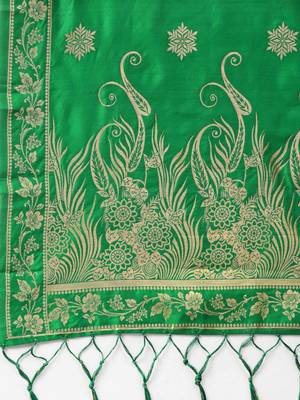 Women's Green Woven Banarasi Silk dupattas 2