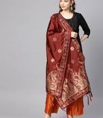 Women's Maroon Woven Banarasi Silk dupattas