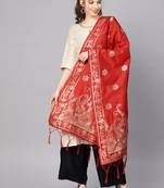 Women's Red Woven Banarasi Silk dupattas