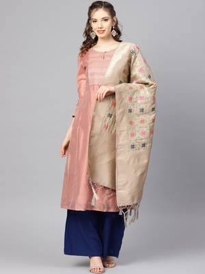 Women's Grey Woven Banarasi Silk dupattas 1