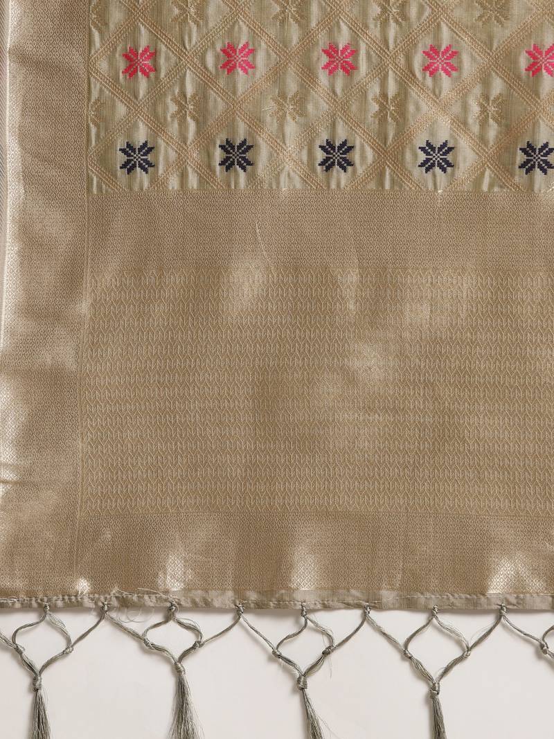 Women's Grey Woven Banarasi Silk dupattas