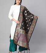 Women's Black Woven Banarasi Silk dupattas