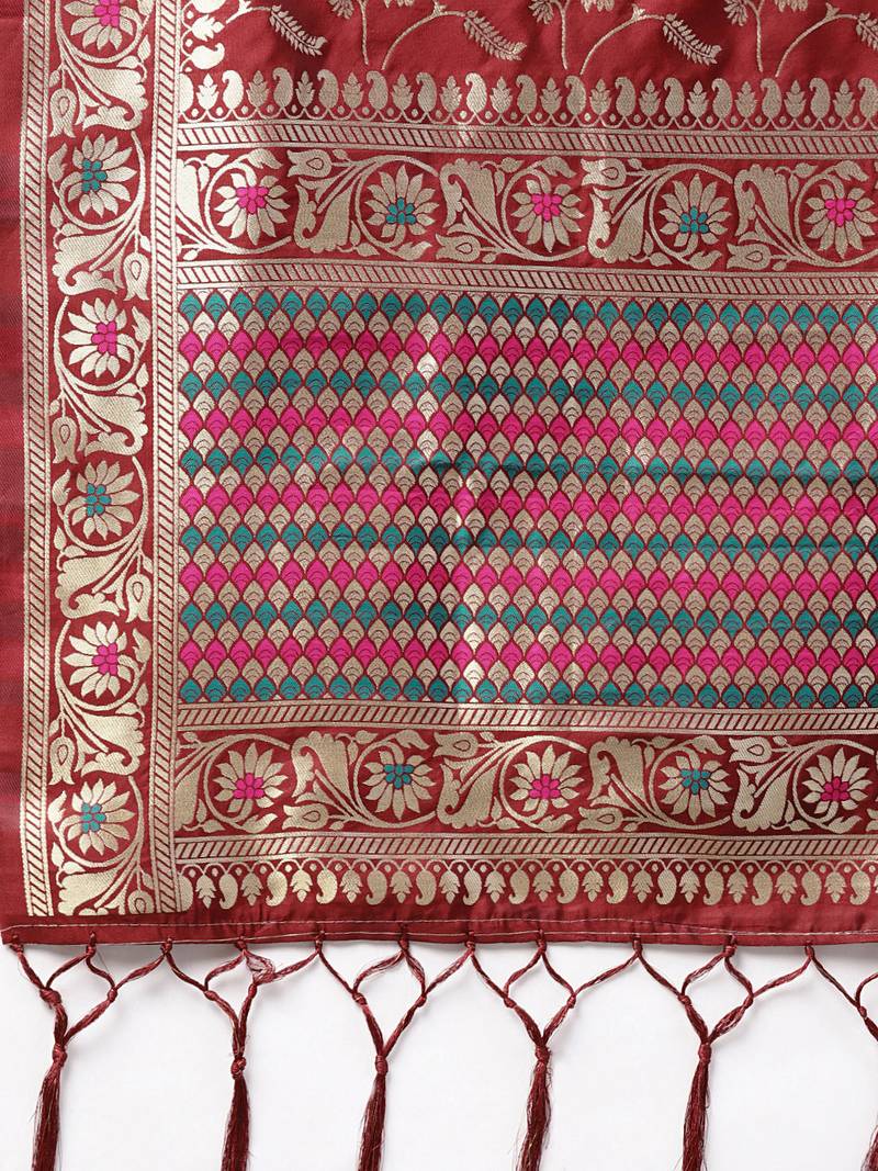 Women's Maroon Woven Banarasi Silk dupattas