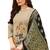Blissta Women's Beige Cotton Embroidered Dress Material With Banarasi Dupatta