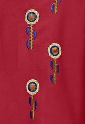 Kimisha Women's Maroon Cotton Embroidered Dress Material With Banarasi Dupatta 3