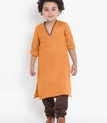 Red Plain Cotton Boys Kurta Pyjama