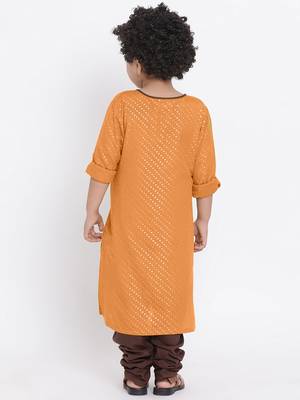 Red Plain Cotton Boys Kurta Pyjama 2