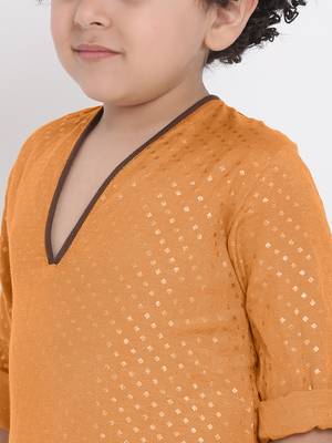 Red Plain Cotton Boys Kurta Pyjama 4