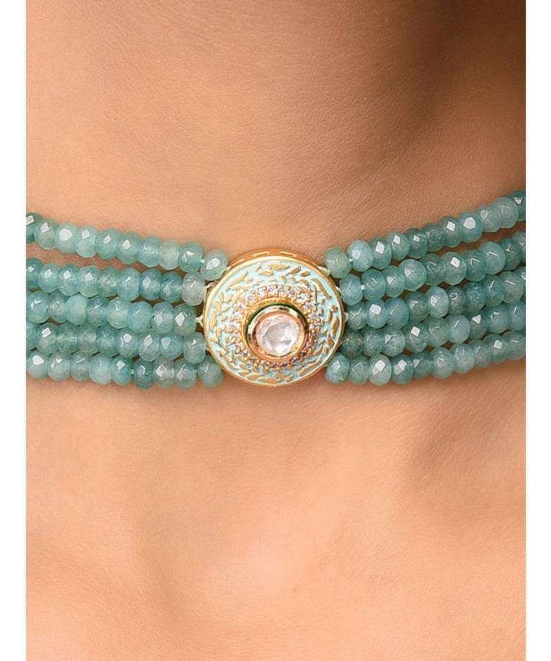 Kundan And Teal Stones Choker