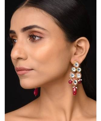 Polki And Red Stones Earrings 1