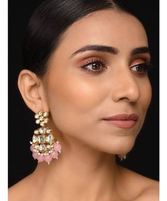 Kundan And Pink Stones Earrings 1