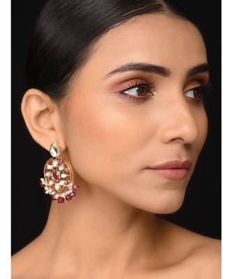 Ruby Red Kundan Earrings 1