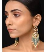 Kundan And Teal Stone Earrings