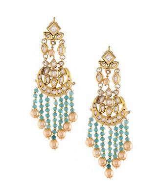 Kundan And Teal Stone Earrings 2