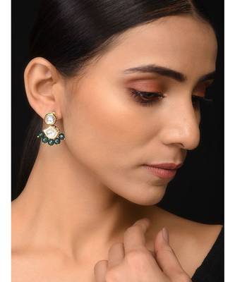 Uncut Kundan And Green Stone Earrings 1