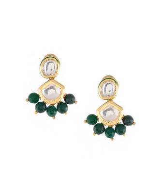 Uncut Kundan And Green Stone Earrings 2