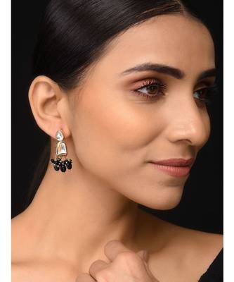 Uncut Kundan And Black Onyx Earrings 1