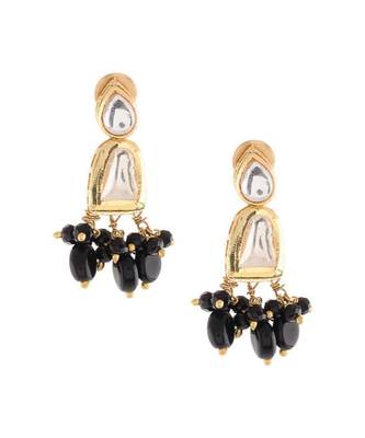 Uncut Kundan And Black Onyx Earrings 2