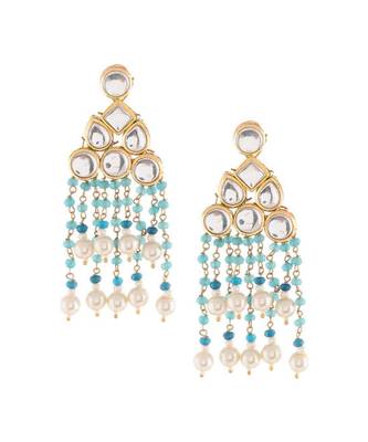 Kundan Turquoise Tassel Earrings 2