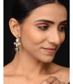 Kundan And Blue Meenakari Earrings