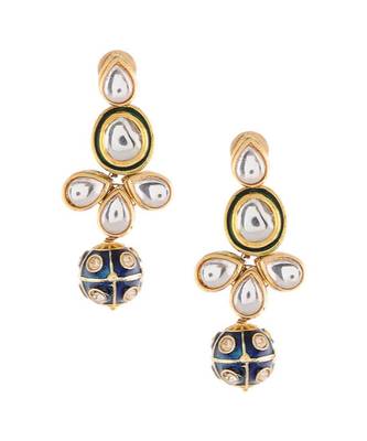 Kundan And Blue Meenakari Earrings 2