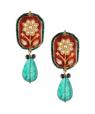Red And Green Meenakari Earrings 2