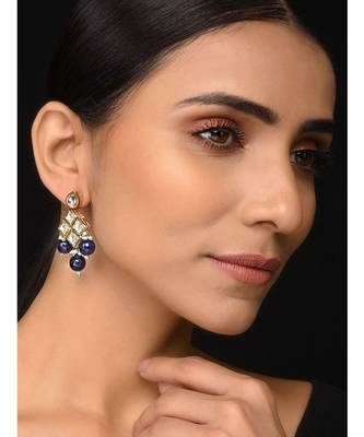 Kundan And Blue Stone Earrings 1